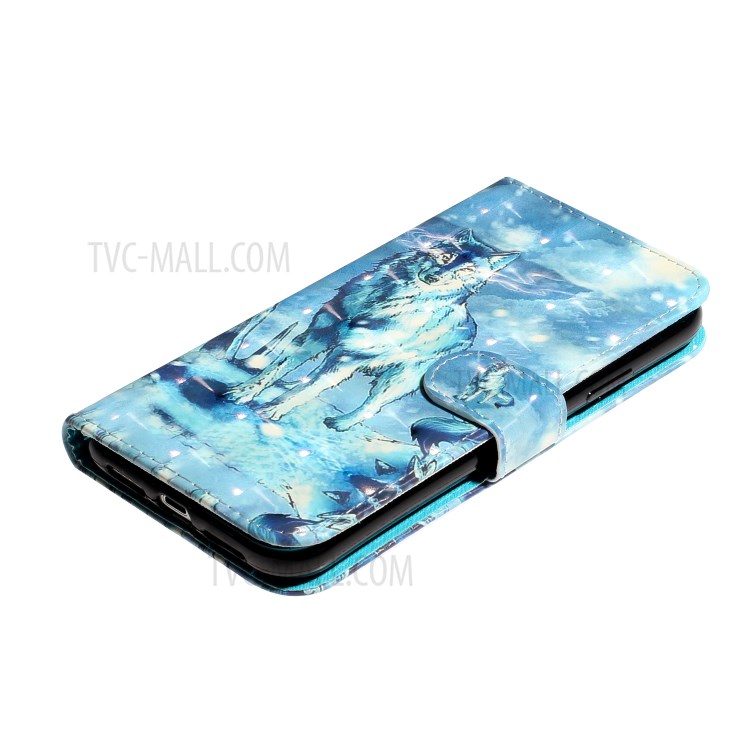 Light Spot Decor Pattern Printing Wallet Stand Leather Phone Cover for iPhone XS Max 6.5 inch - Wolf-5