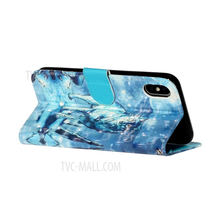 Light Spot Decor Pattern Printing Wallet Stand Leather Phone Cover for iPhone XS Max 6.5 inch - Wolf-6