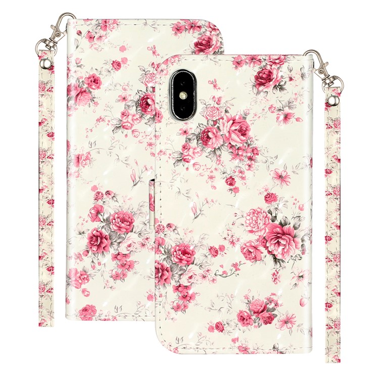 Light Spot Decor Pattern Printing Wallet Stand Leather Phone Cover for iPhone XS Max 6.5 inch - Flowers-2