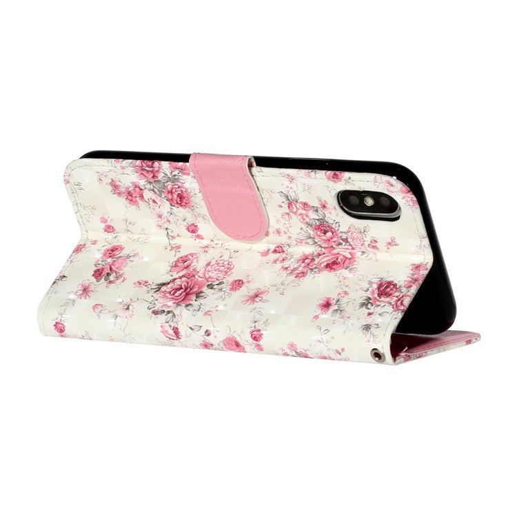 Light Spot Decor Pattern Printing Wallet Stand Leather Phone Cover for iPhone XS Max 6.5 inch - Flowers-6