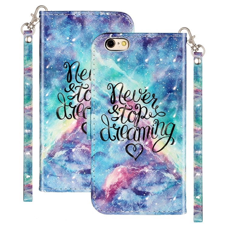 Light Spot Decor Pattern Printing Wallet Stand Leather Phone Shell for iPhone 6/6s 4.7-inch - Never Stop Dreaming-2