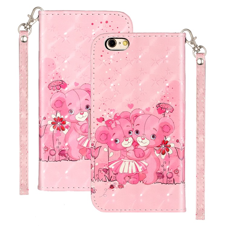 Light Spot Decor Pattern Printing Wallet Stand Leather Phone Shell for iPhone 6/6s 4.7-inch - Bears-2