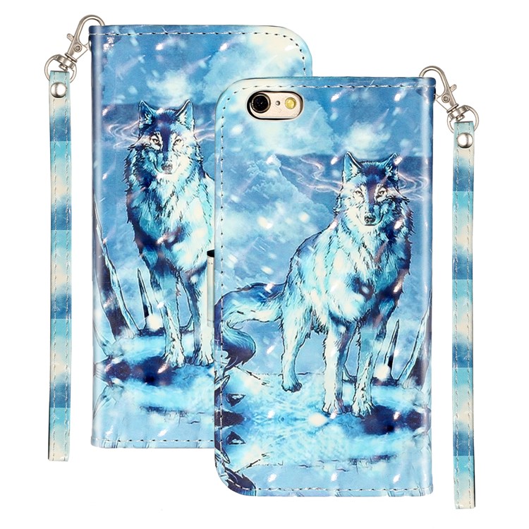 Light Spot Decor Pattern Printing Wallet Stand Leather Phone Shell for iPhone 6/6s 4.7-inch - Wolf-2