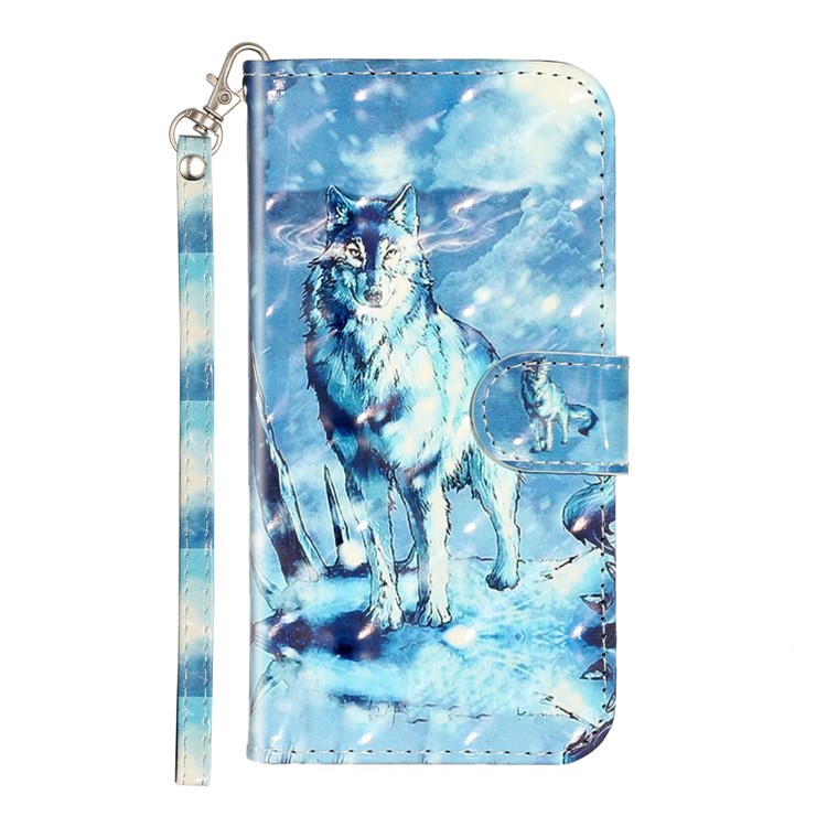 Light Spot Decor Pattern Printing Wallet Stand Leather Phone Shell for iPhone 6/6s 4.7-inch - Wolf-3