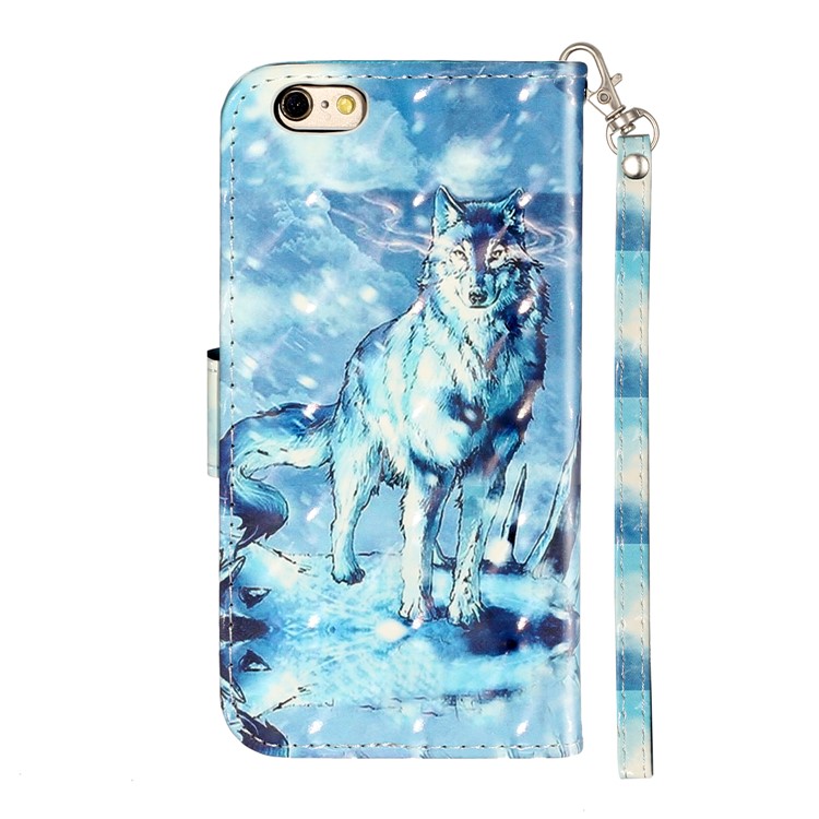 Light Spot Decor Pattern Printing Wallet Stand Leather Phone Shell for iPhone 6/6s 4.7-inch - Wolf-4