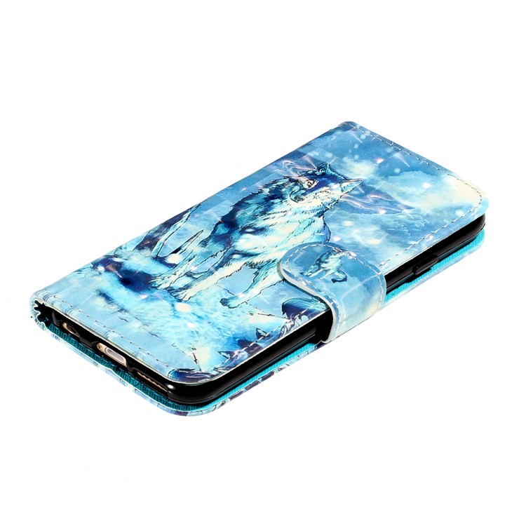 Light Spot Decor Pattern Printing Wallet Stand Leather Phone Shell for iPhone 6/6s 4.7-inch - Wolf-5