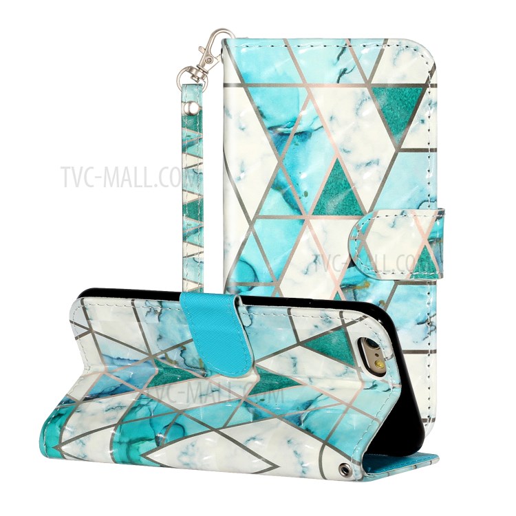 Light Spot Decor Pattern Printing Wallet Stand Leather Phone Shell for iPhone 6/6s 4.7-inch - Stone Grain-1