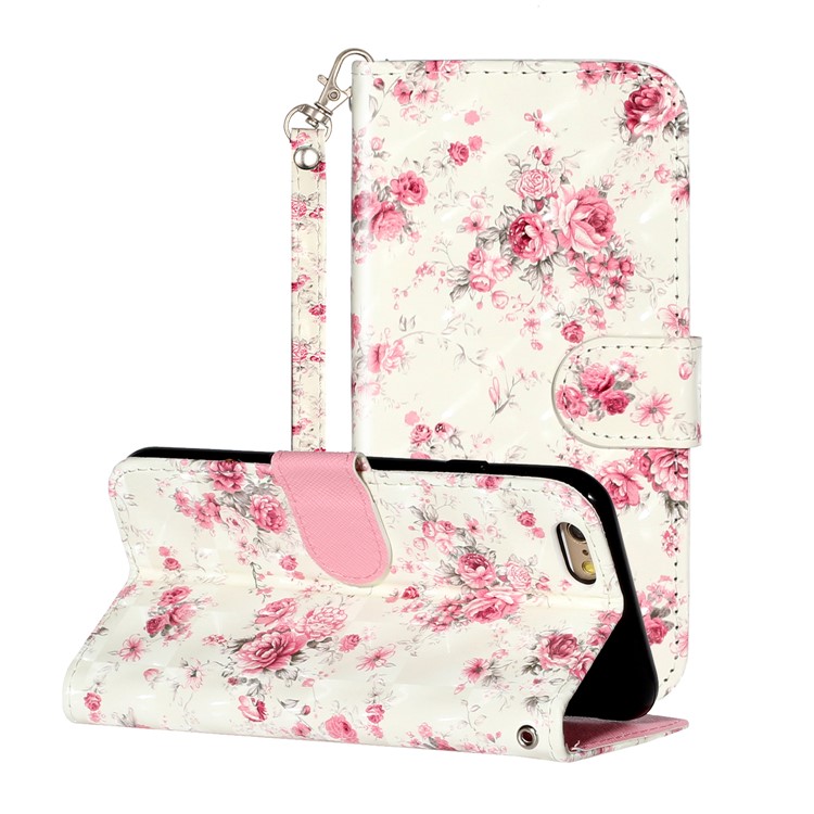 Light Spot Decor Pattern Printing Wallet Stand Leather Phone Shell for iPhone 6/6s 4.7-inch - Flowers-1