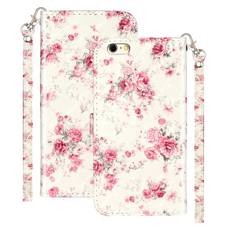 Light Spot Decor Pattern Printing Wallet Stand Leather Phone Shell for iPhone 6/6s 4.7-inch - Flowers-2