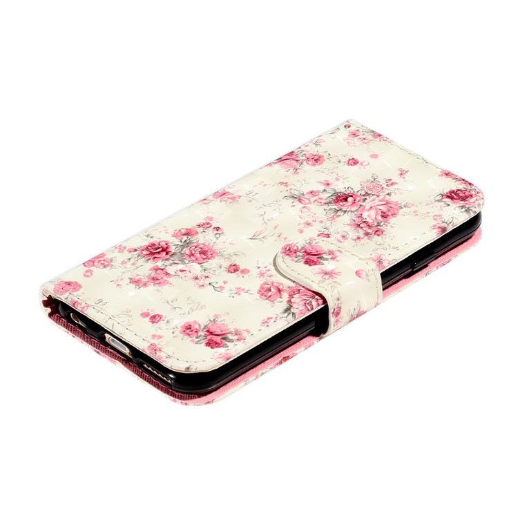 Light Spot Decor Pattern Printing Wallet Stand Leather Phone Shell for iPhone 6/6s 4.7-inch - Flowers-5