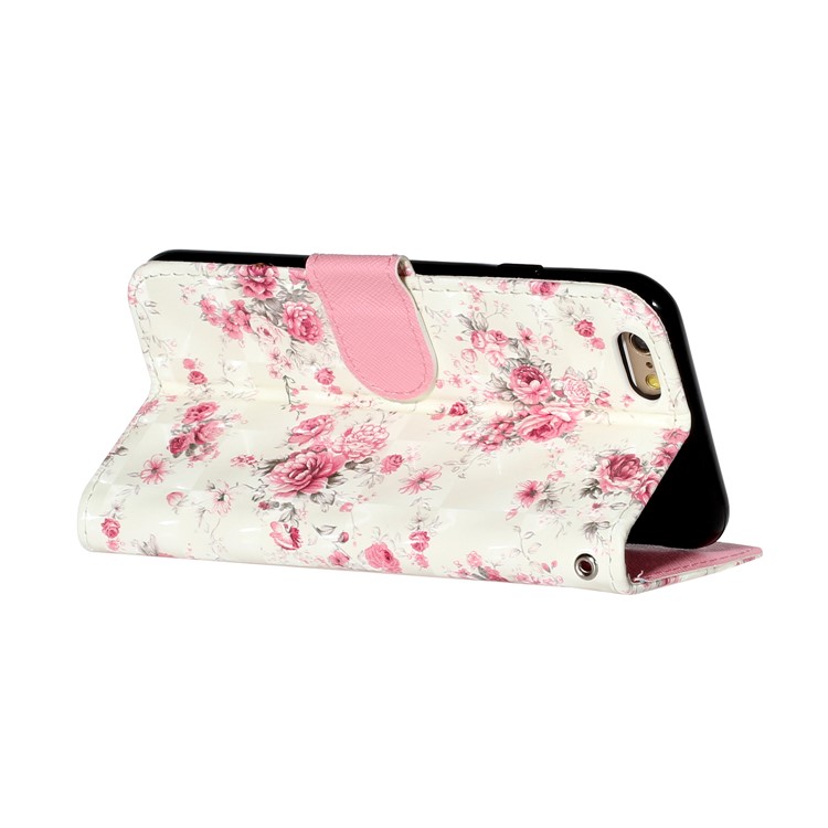 Light Spot Decor Pattern Printing Wallet Stand Leather Phone Shell for iPhone 6/6s 4.7-inch - Flowers-6