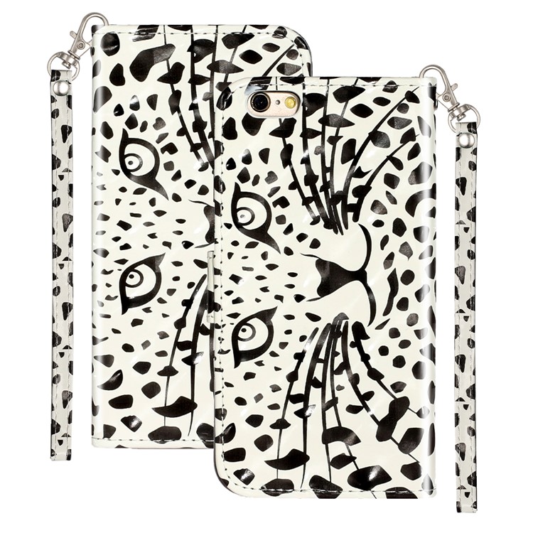 Light Spot Decor Pattern Printing Wallet Stand Leather Phone Shell for iPhone 6/6s 4.7-inch - Leopard Face-2