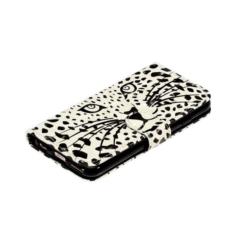 Light Spot Decor Pattern Printing Wallet Stand Leather Phone Shell for iPhone 6/6s 4.7-inch - Leopard Face-5