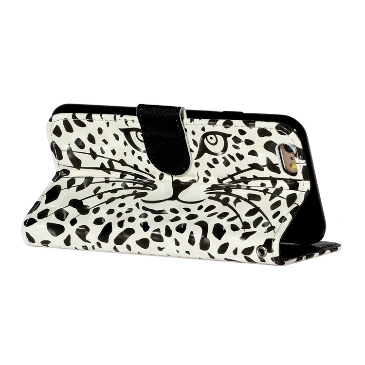Light Spot Decor Pattern Printing Wallet Stand Leather Phone Shell for iPhone 6/6s 4.7-inch - Leopard Face-6