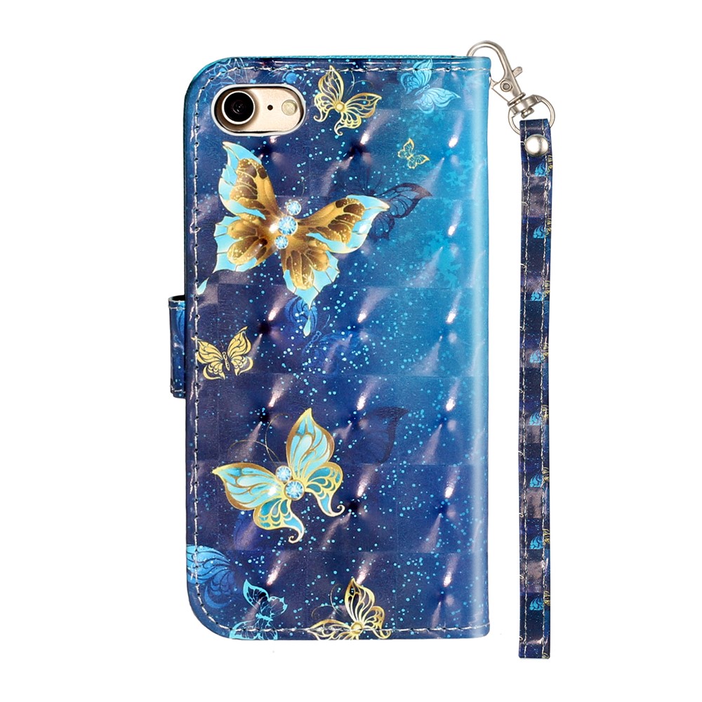 Light Spot Decor Pattern Printing Wallet Stand Flip Leather Case for iPhone 7/8/SE (2nd Generation) - Butterfly-4