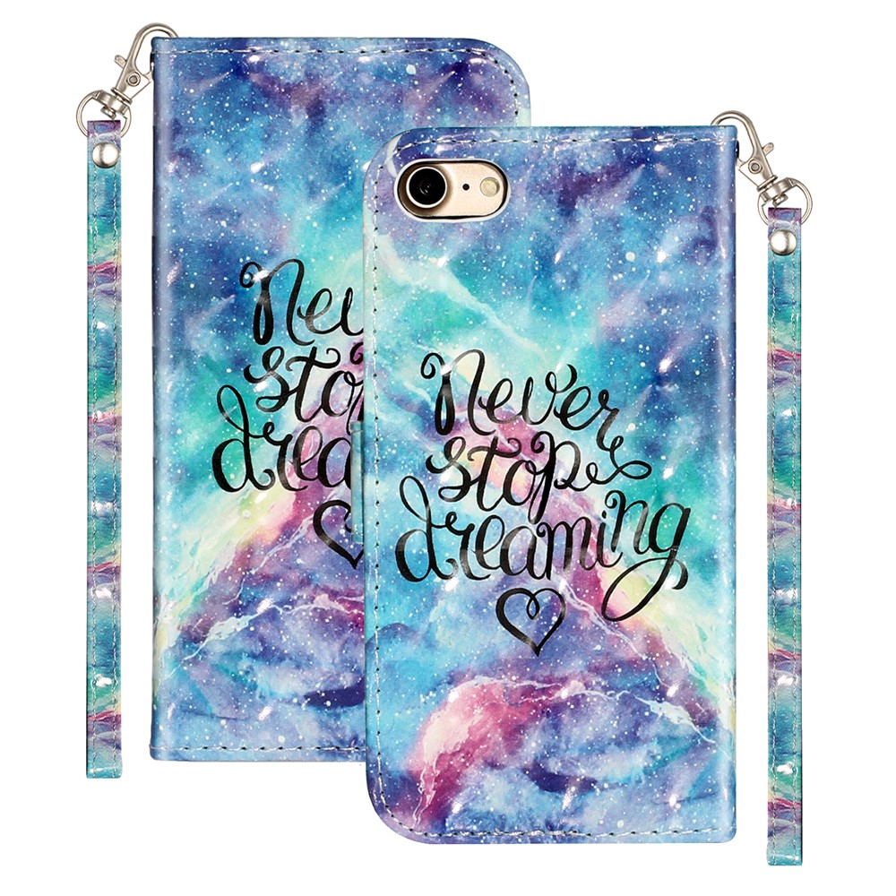 Light Spot Decor Pattern Printing Wallet Stand Flip Leather Case for iPhone 7/8/SE (2nd Generation) - Never Stop Dreaming-2