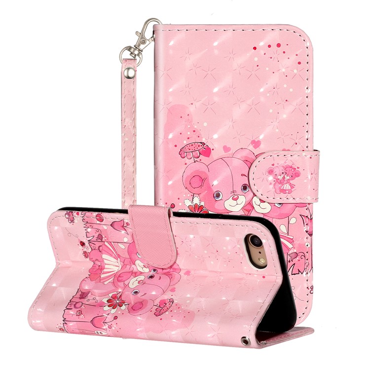Light Spot Decor Pattern Printing Wallet Stand Flip Leather Case for iPhone 7/8/SE (2nd Generation) - Bears-1
