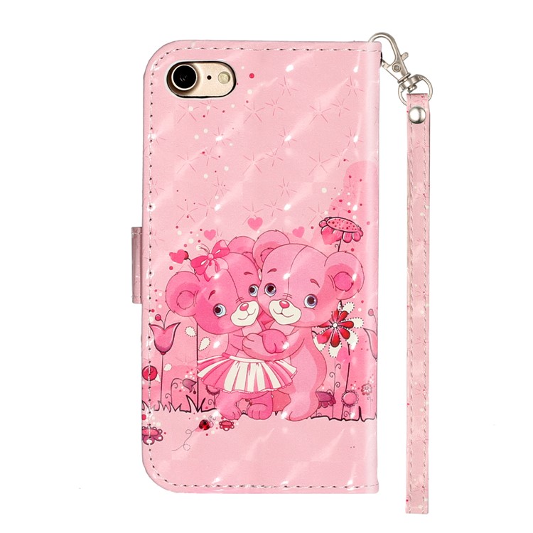 Light Spot Decor Pattern Printing Wallet Stand Flip Leather Case for iPhone 7/8/SE (2nd Generation) - Bears-4