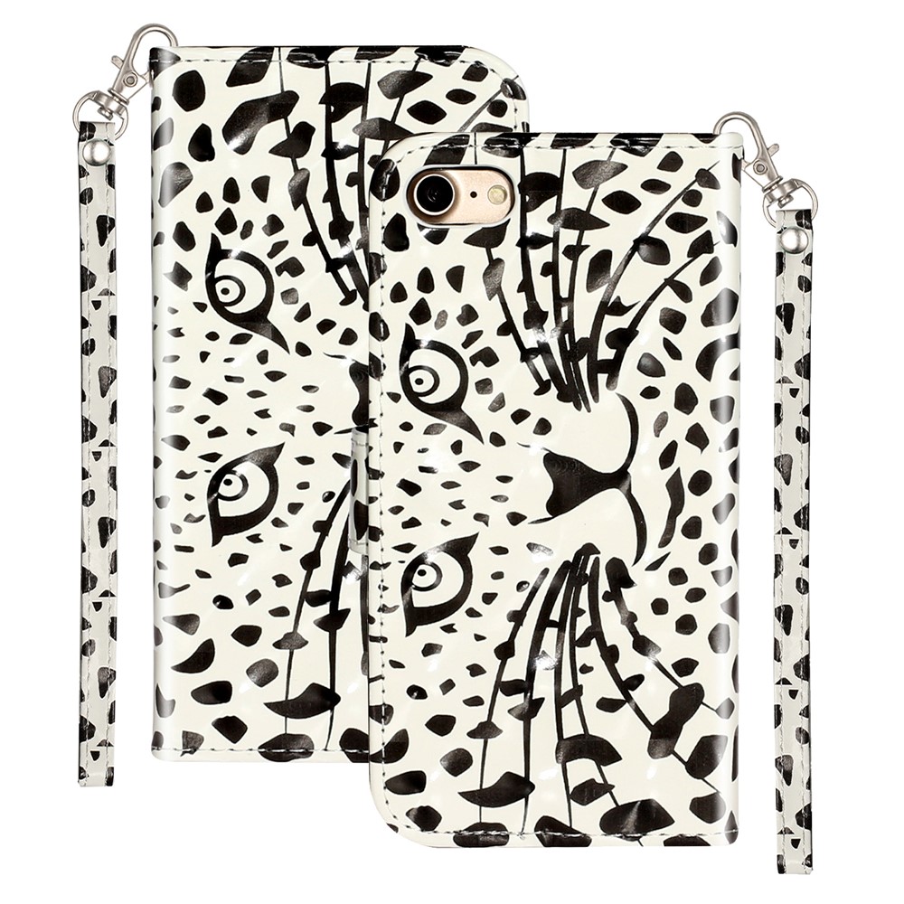 Light Spot Decor Pattern Printing Wallet Stand Flip Leather Case for iPhone 7/8/SE (2nd Generation) - Leopard Face-2