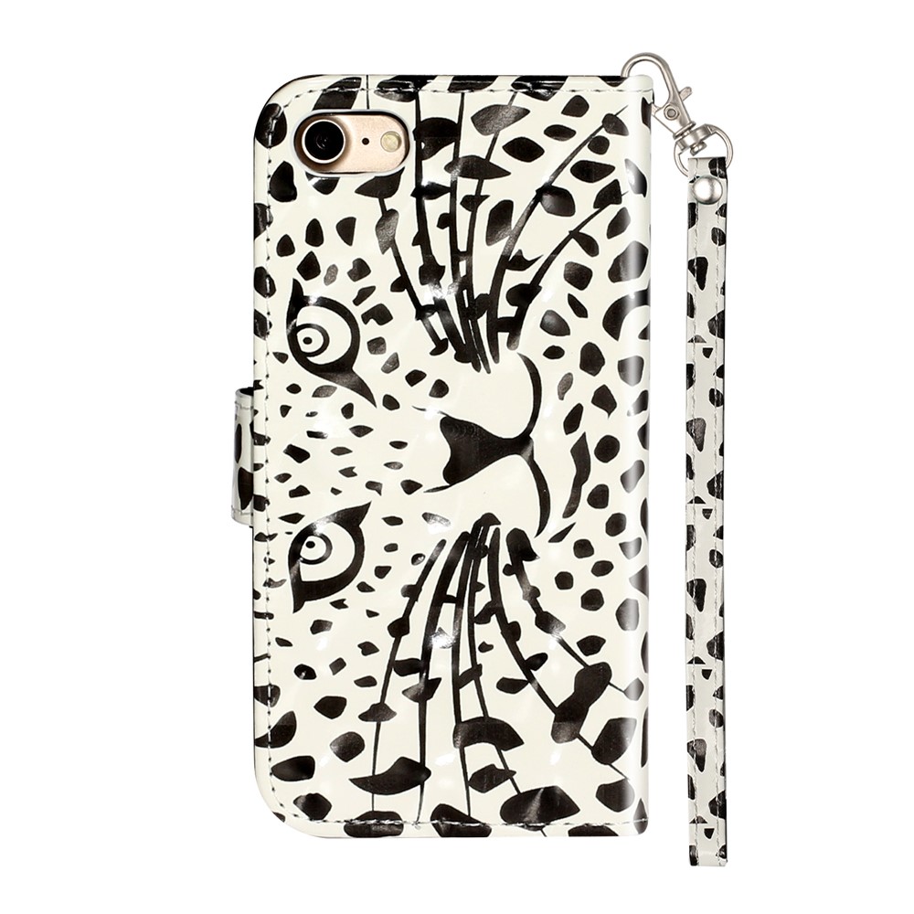 Light Spot Decor Pattern Printing Wallet Stand Flip Leather Case for iPhone 7/8/SE (2nd Generation) - Leopard Face-4
