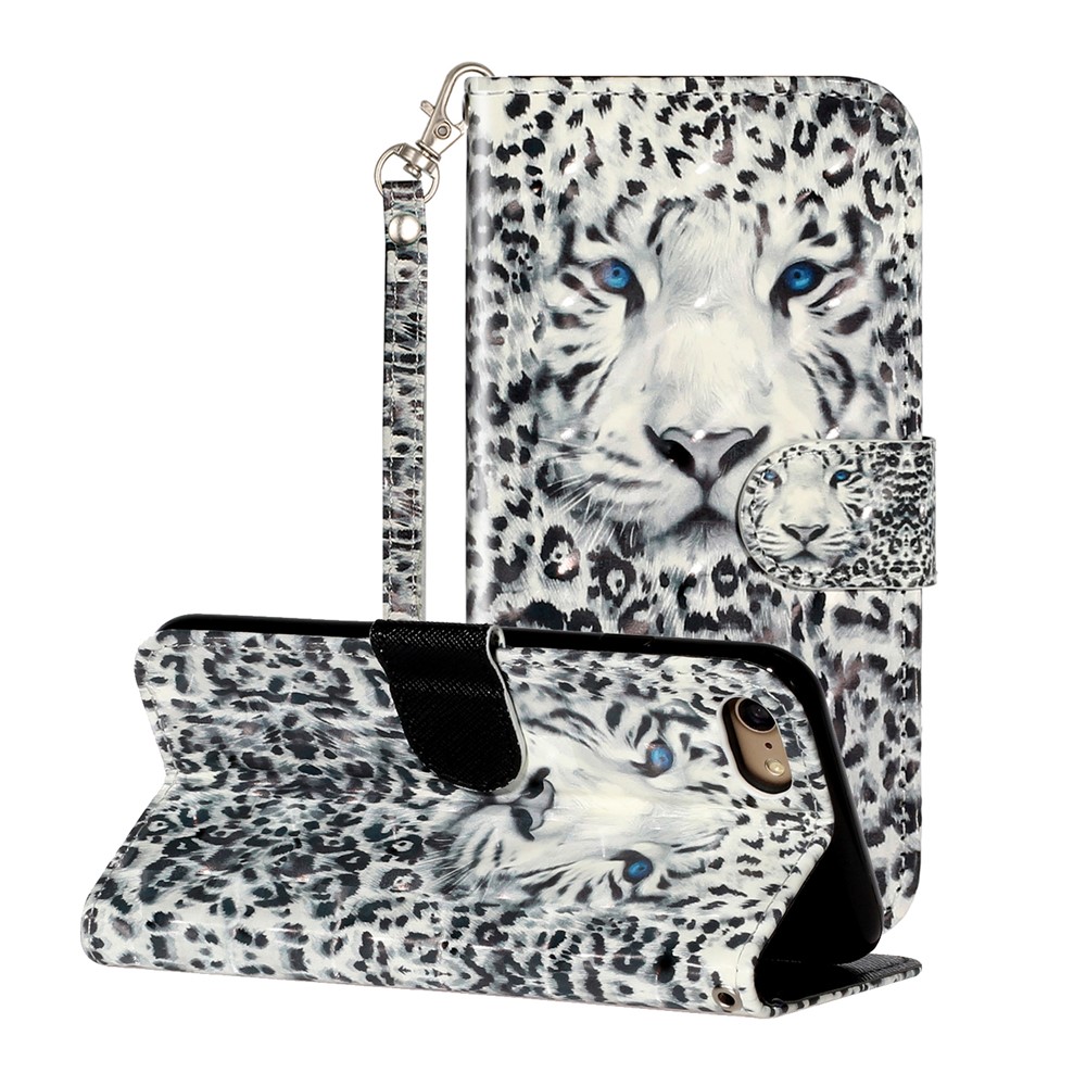 Light Spot Decor Pattern Printing Wallet Stand Flip Leather Case for iPhone 7/8/SE (2nd Generation) - Leopard-1