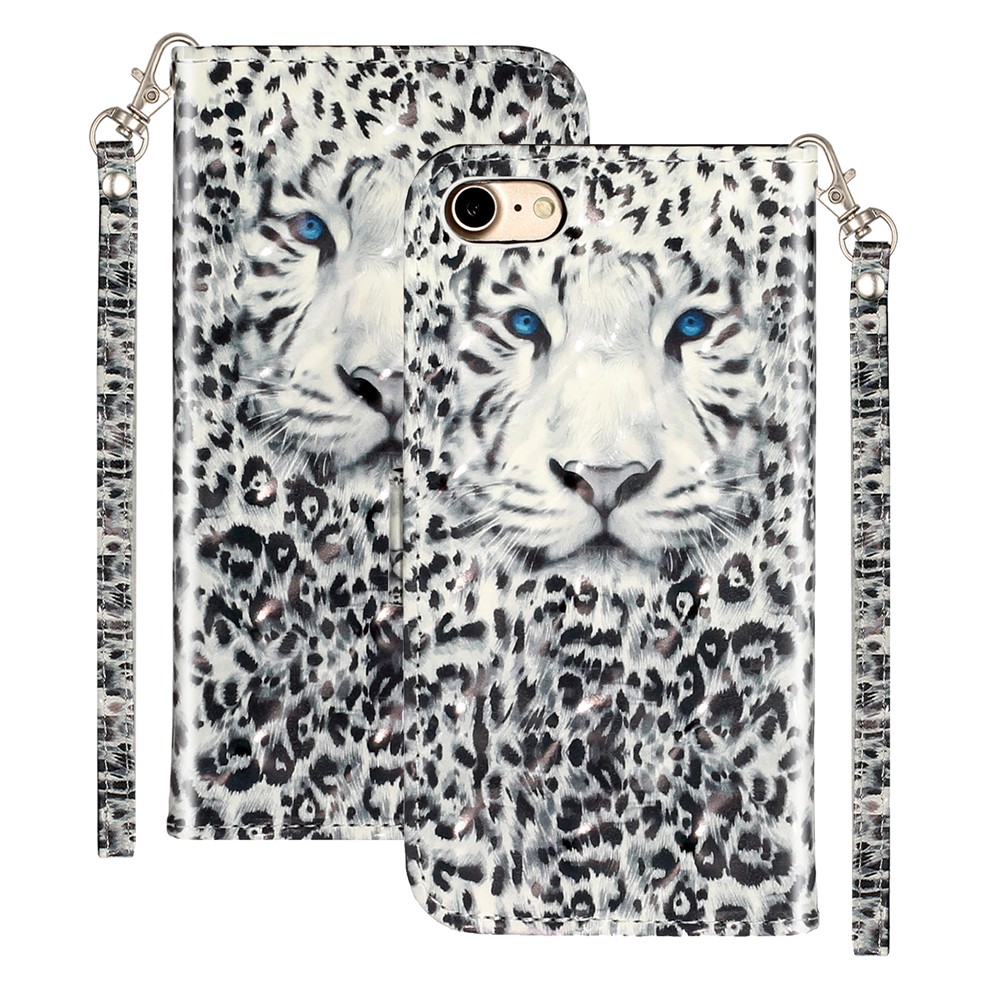 Light Spot Decor Pattern Printing Wallet Stand Flip Leather Case for iPhone 7/8/SE (2nd Generation) - Leopard-2