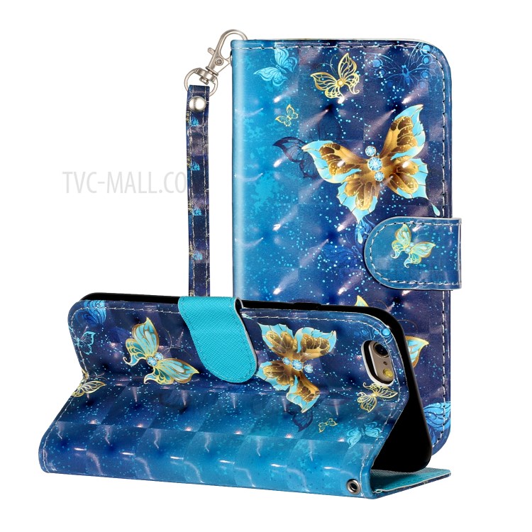 L'impression Du Motif Décor Spot Lumineux Portefeuille Support Shell Téléphone En Cuir Pour IPhone 6 Plus / 6s, Plus 5,5 Pouces - Papillon-1