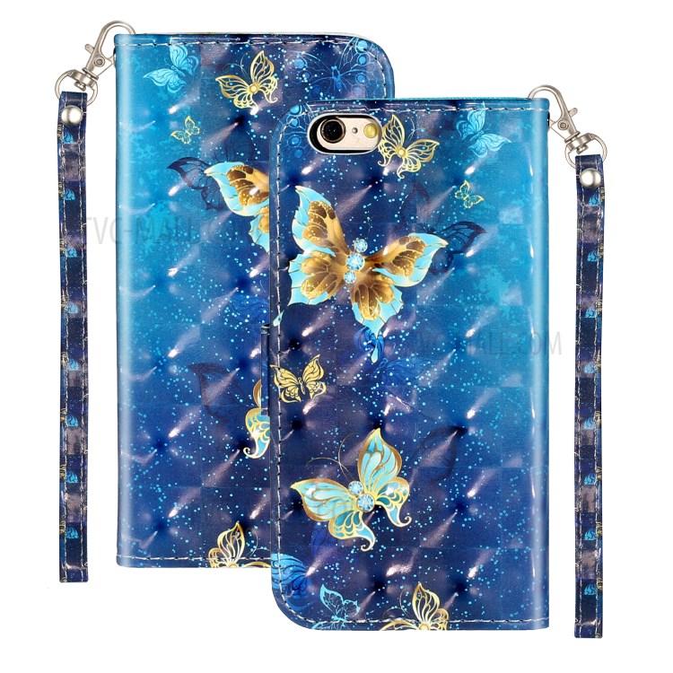 Light Spot Decor Pattern Printing Wallet Stand Leather Phone Shell for iPhone 6 Plus/6S Plus 5.5 inch - Butterfly-2