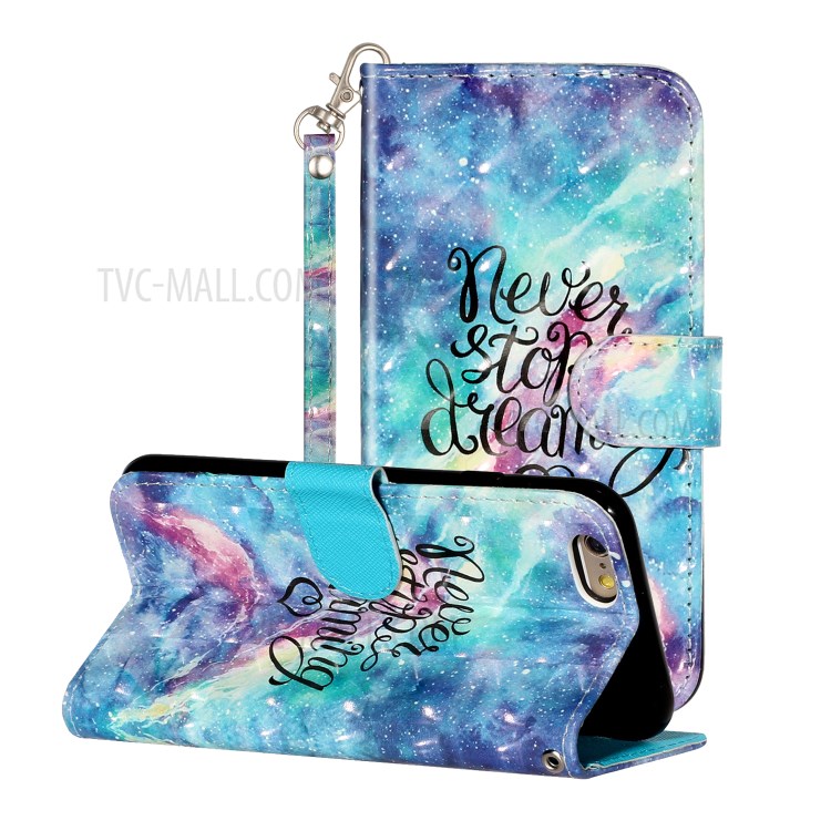 Light Spot Decor Pattern Printing Wallet Stand Leather Phone Shell for iPhone 6 Plus/6S Plus 5.5 inch - Never Stop Dreaming-1