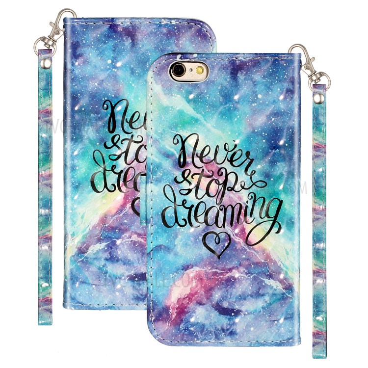 Light Spot Decor Pattern Printing Wallet Stand Leather Phone Shell for iPhone 6 Plus/6S Plus 5.5 inch - Never Stop Dreaming-2