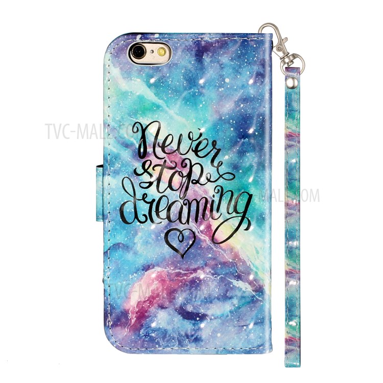 Light Spot Decor Pattern Printing Wallet Stand Leather Phone Shell for iPhone 6 Plus/6S Plus 5.5 inch - Never Stop Dreaming-4