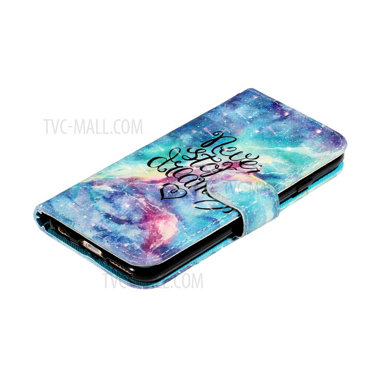 Light Spot Decor Pattern Printing Wallet Stand Leather Phone Shell for iPhone 6 Plus/6S Plus 5.5 inch - Never Stop Dreaming-5