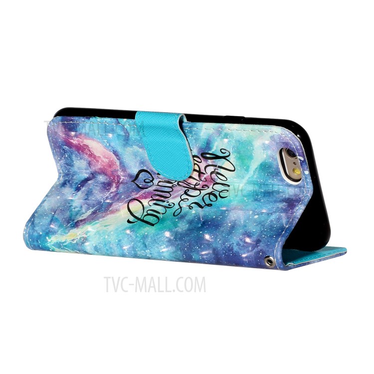 Light Spot Decor Pattern Printing Wallet Stand Leather Phone Shell for iPhone 6 Plus/6S Plus 5.5 inch - Never Stop Dreaming-6