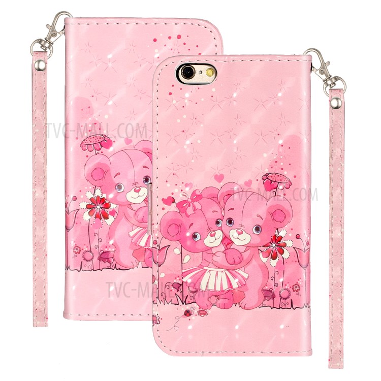 Light Spot Decor Pattern Printing Wallet Stand Leather Phone Shell for iPhone 6 Plus/6S Plus 5.5 inch - Bears-2