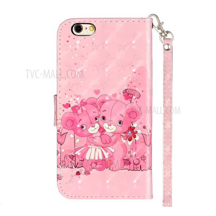 Light Spot Decor Pattern Printing Wallet Stand Leather Phone Shell for iPhone 6 Plus/6S Plus 5.5 inch - Bears-4