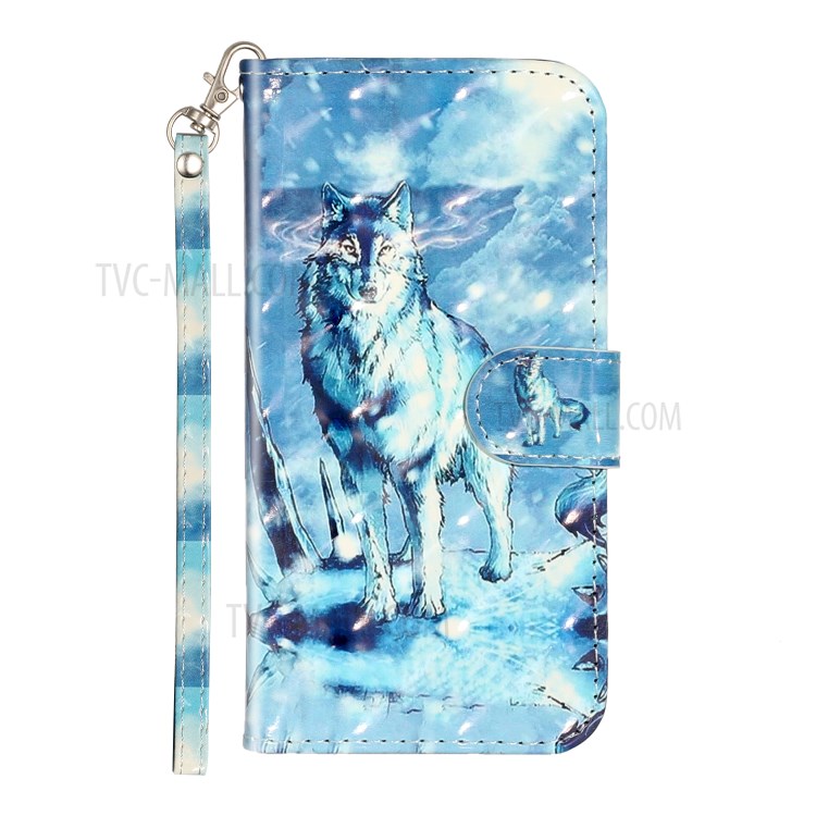 Light Spot Decor Pattern Printing Wallet Stand Leather Phone Shell for iPhone 6 Plus/6S Plus 5.5 inch - Wolf-3