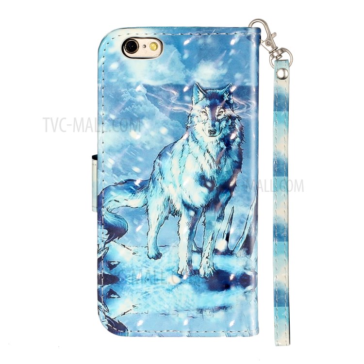 Light Spot Decor Pattern Printing Wallet Stand Leather Phone Shell for iPhone 6 Plus/6S Plus 5.5 inch - Wolf-4