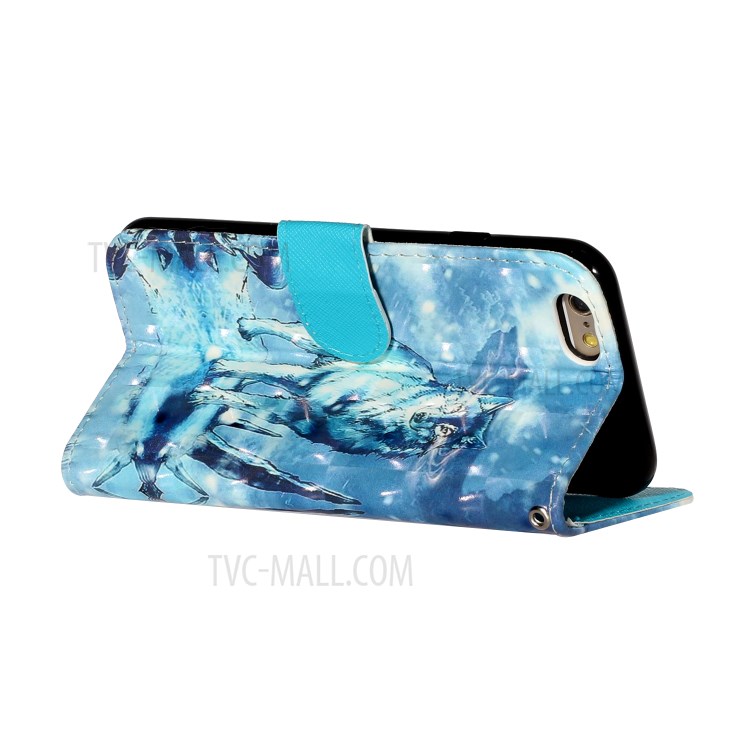 Light Spot Decor Pattern Printing Wallet Stand Leather Phone Shell for iPhone 6 Plus/6S Plus 5.5 inch - Wolf-6