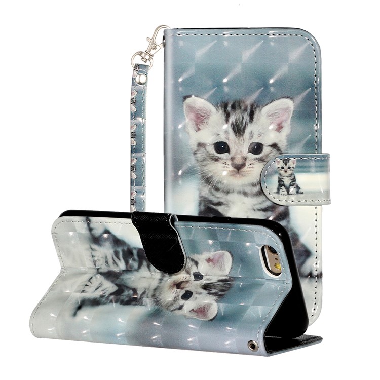 Light Spot Decor Pattern Printing Wallet Stand Leather Phone Shell for iPhone 6 Plus/6S Plus 5.5 inch - Cat-1
