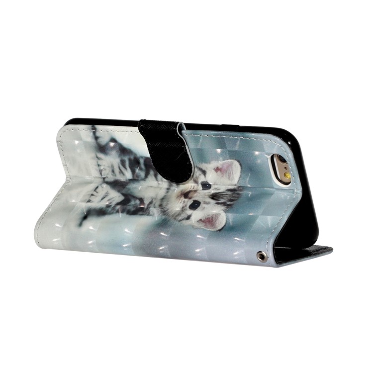 Motif de Décoration de Spot Léger Portefeuille de Portefeuille Shell de Téléphone en Cuir Pour Iphone 6 Plus / 6s Plus 5,5 Pouces - Chat