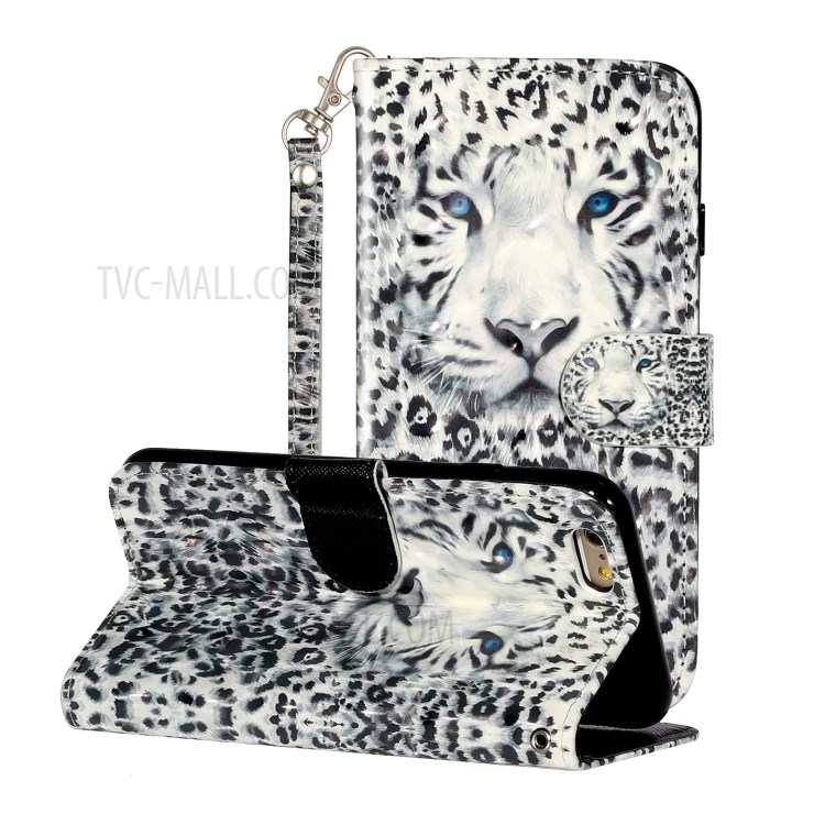 Light Spot Decor Pattern Printing Wallet Stand Leather Phone Shell for iPhone 6 Plus/6S Plus 5.5 inch - Leopard-1