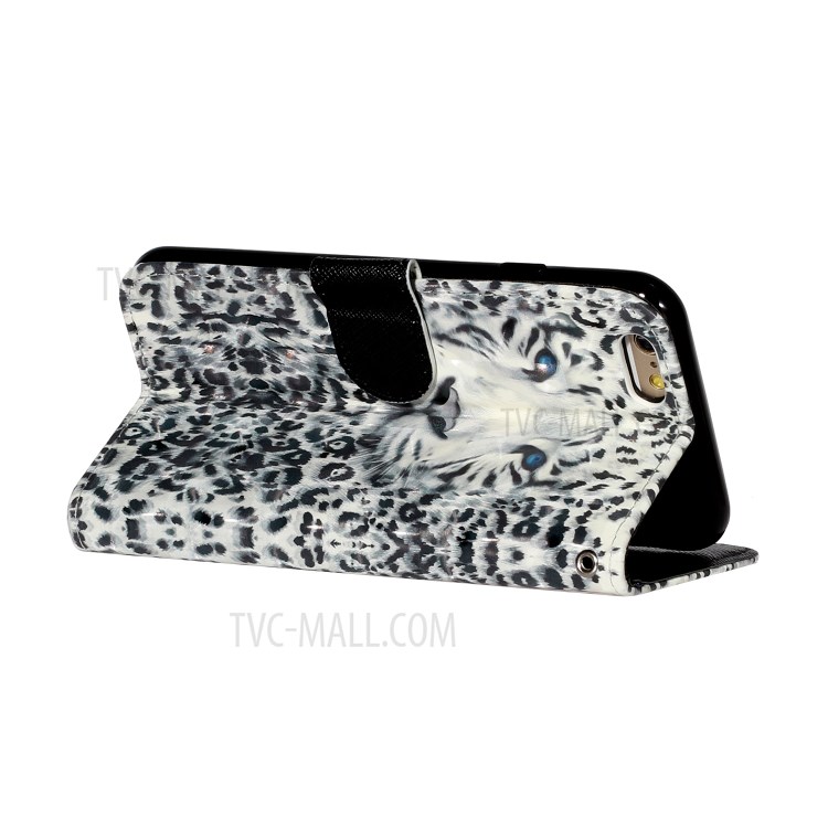 Light Spot Decor Pattern Printing Wallet Stand Leather Phone Shell for iPhone 6 Plus/6S Plus 5.5 inch - Leopard-6