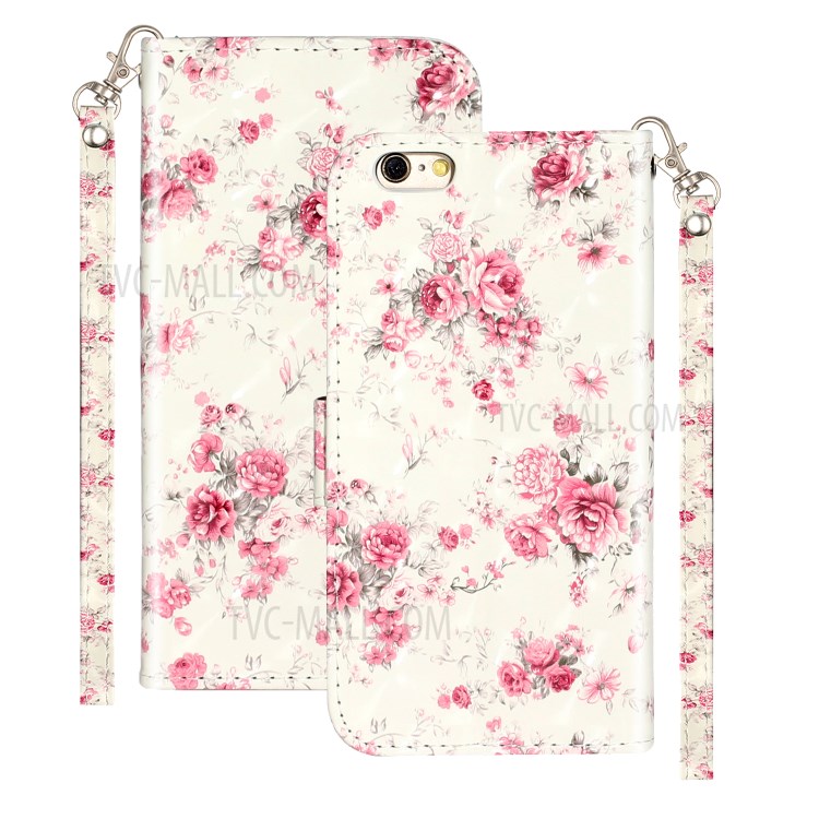 Light Spot Decor Pattern Printing Wallet Stand Leather Phone Shell for iPhone 6 Plus/6S Plus 5.5 inch - Flowers-2