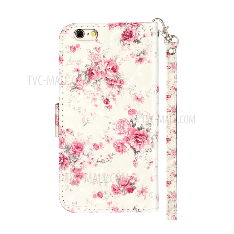 Light Spot Decor Pattern Printing Wallet Stand Leather Phone Shell for iPhone 6 Plus/6S Plus 5.5 inch - Flowers-4