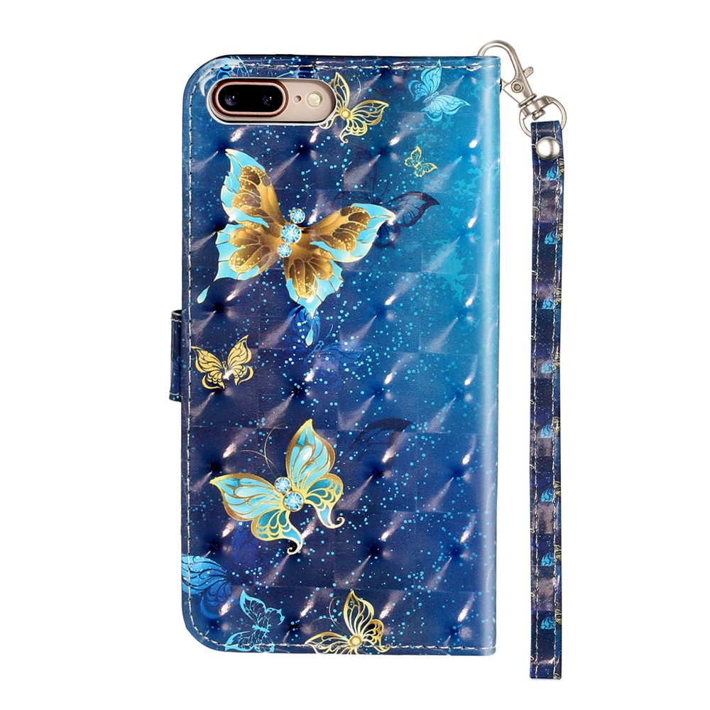 Light Spot Decor Pattern Printing Wallet Stand Leather Cover for iPhone 7 Plus/8 Plus 5.5 inch - Butterfly-3