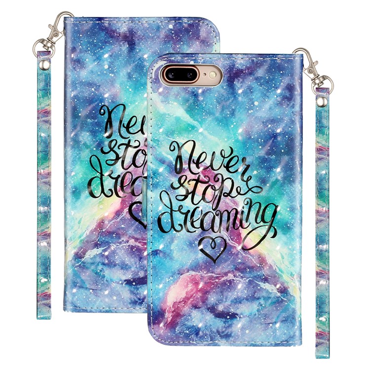 Light Spot Decor Pattern Printing Wallet Stand Leather Cover for iPhone 7 Plus/8 Plus 5.5 inch - Never Stop Dreaming-2