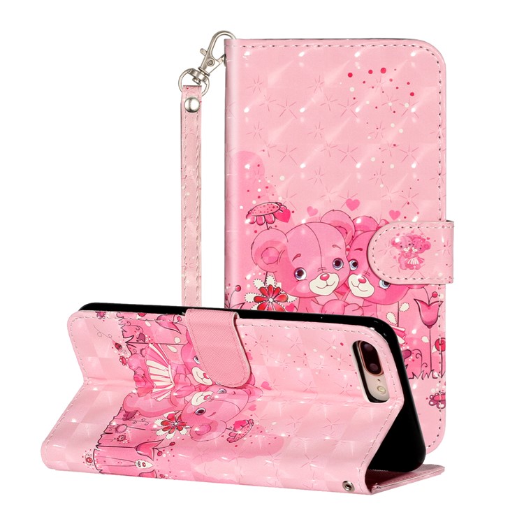 Light Spot Decor Pattern Printing Wallet Stand Leather Cover for iPhone 7 Plus/8 Plus 5.5 inch - Bears-1