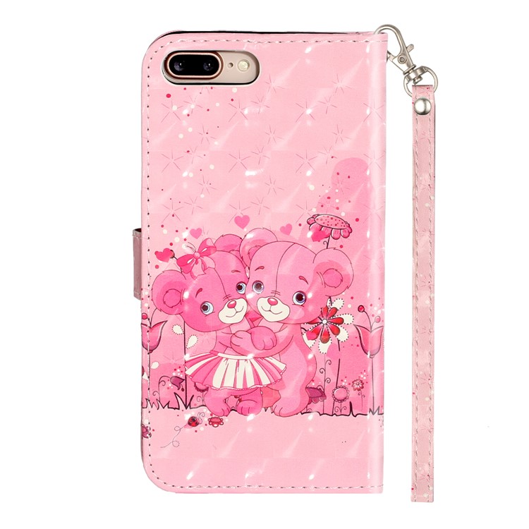 Light Spot Decor Pattern Printing Wallet Stand Leather Cover for iPhone 7 Plus/8 Plus 5.5 inch - Bears-4