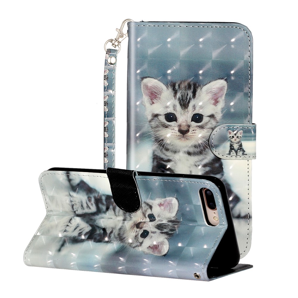 Light Spot Decor Pattern Printing Wallet Stand Leather Cover for iPhone 7 Plus/8 Plus 5.5 inch - Cat-1