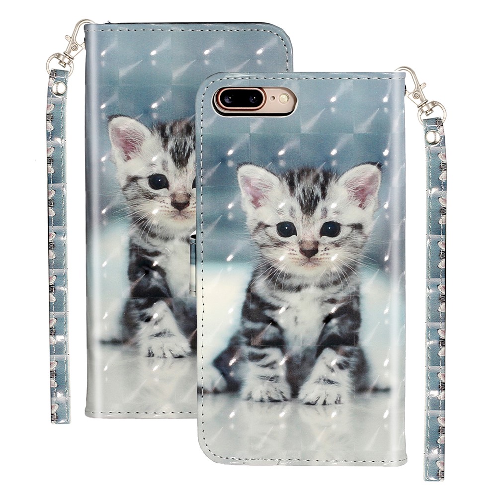 Light Spot Decor Pattern Printing Wallet Stand Leather Cover for iPhone 7 Plus/8 Plus 5.5 inch - Cat-2